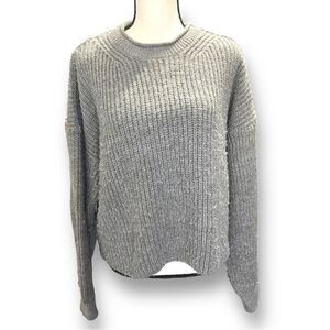 BDG by Urban Outfitters Oversized Acrylic Polyester Crop Sweater, Gray, XL